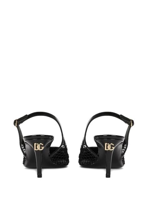 Décolleté a punta in pelle di vitello nera con dettaglio a rete DOLCE & GABBANA | CG0632-AG8838B956